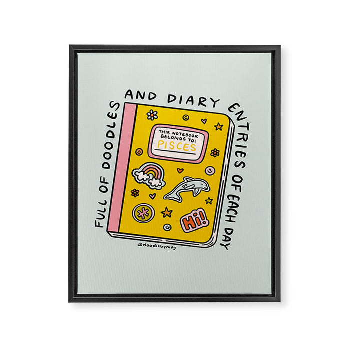 Pisces Notebook Framed Canvas Print Gallery Image 1