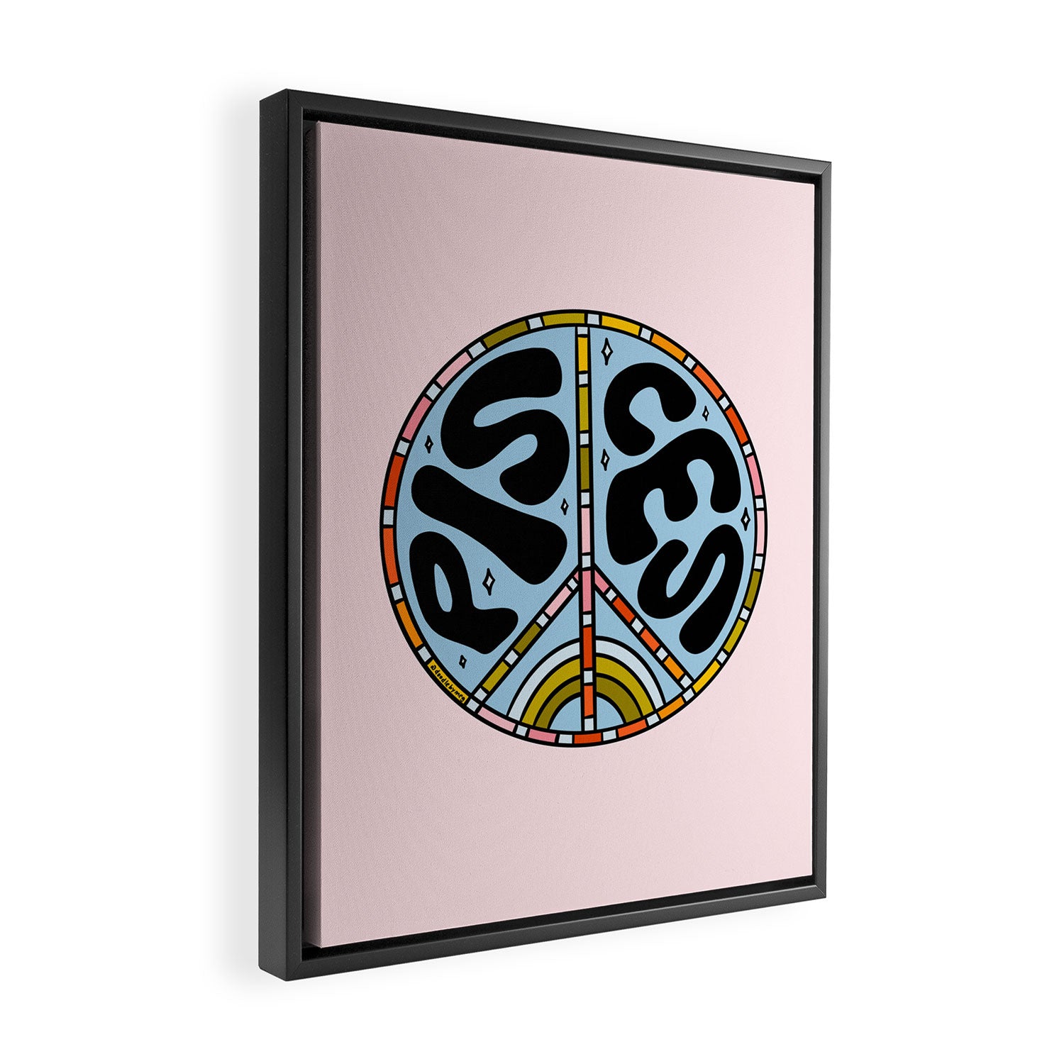 Pisces Peace Sign Framed Canvas Print Gallery Image 2