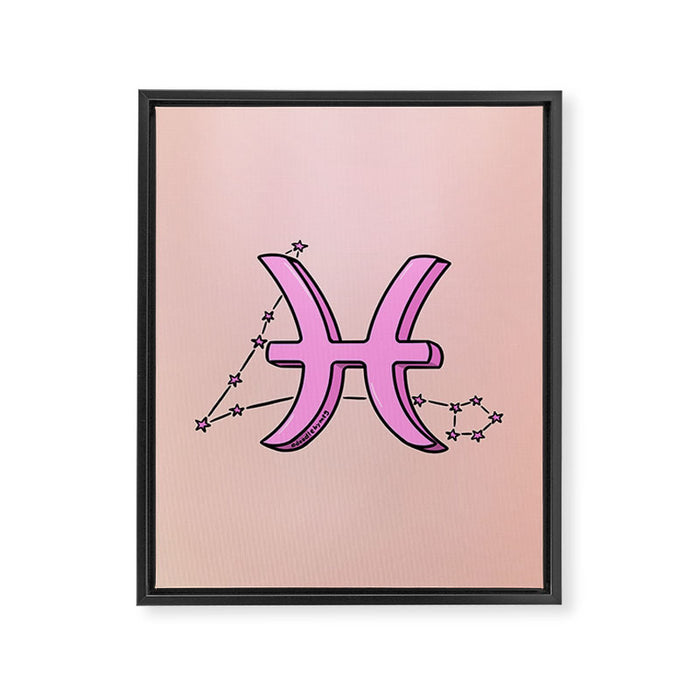 Pisces Symbol Framed Canvas Print Gallery Image 1
