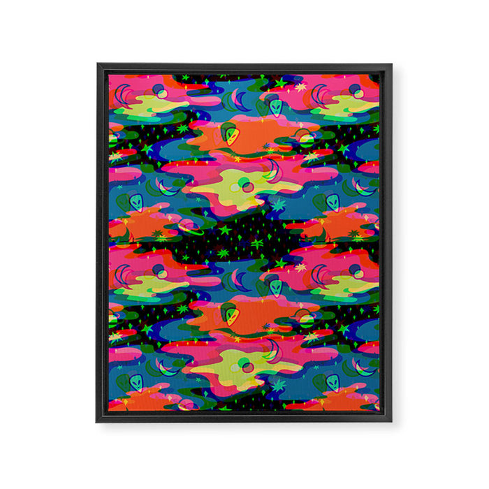 Psychedelic 3D Alien Print Framed Canvas Print Gallery Image 1