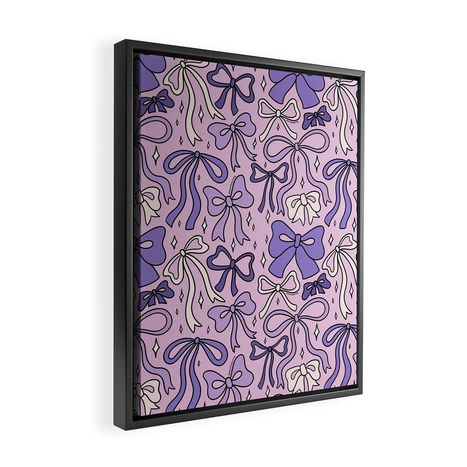 Purple Bow Print Framed Canvas Print Gallery Image 2