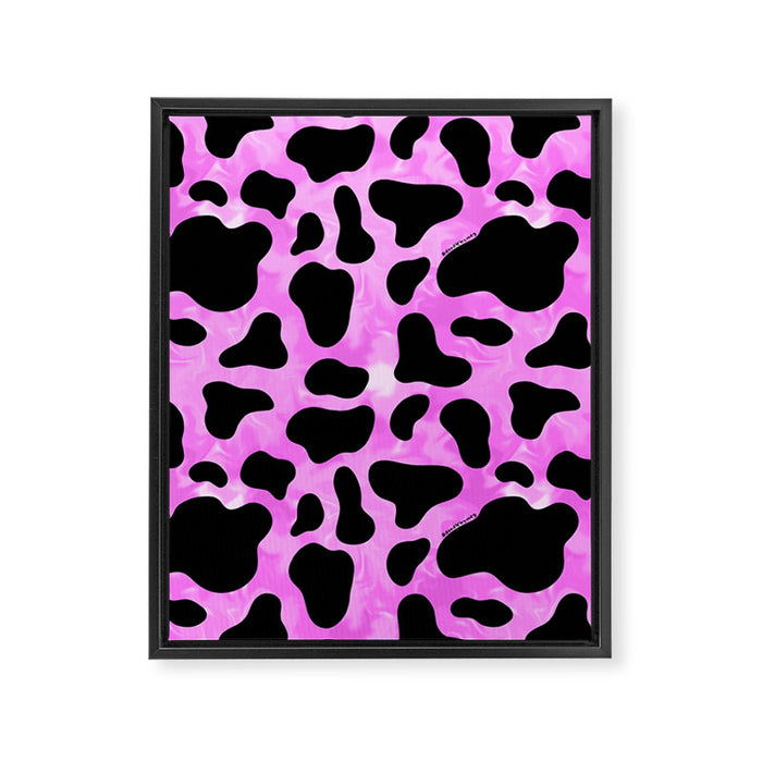 Purple Cow Print Framed Canvas Print Gallery Image 1