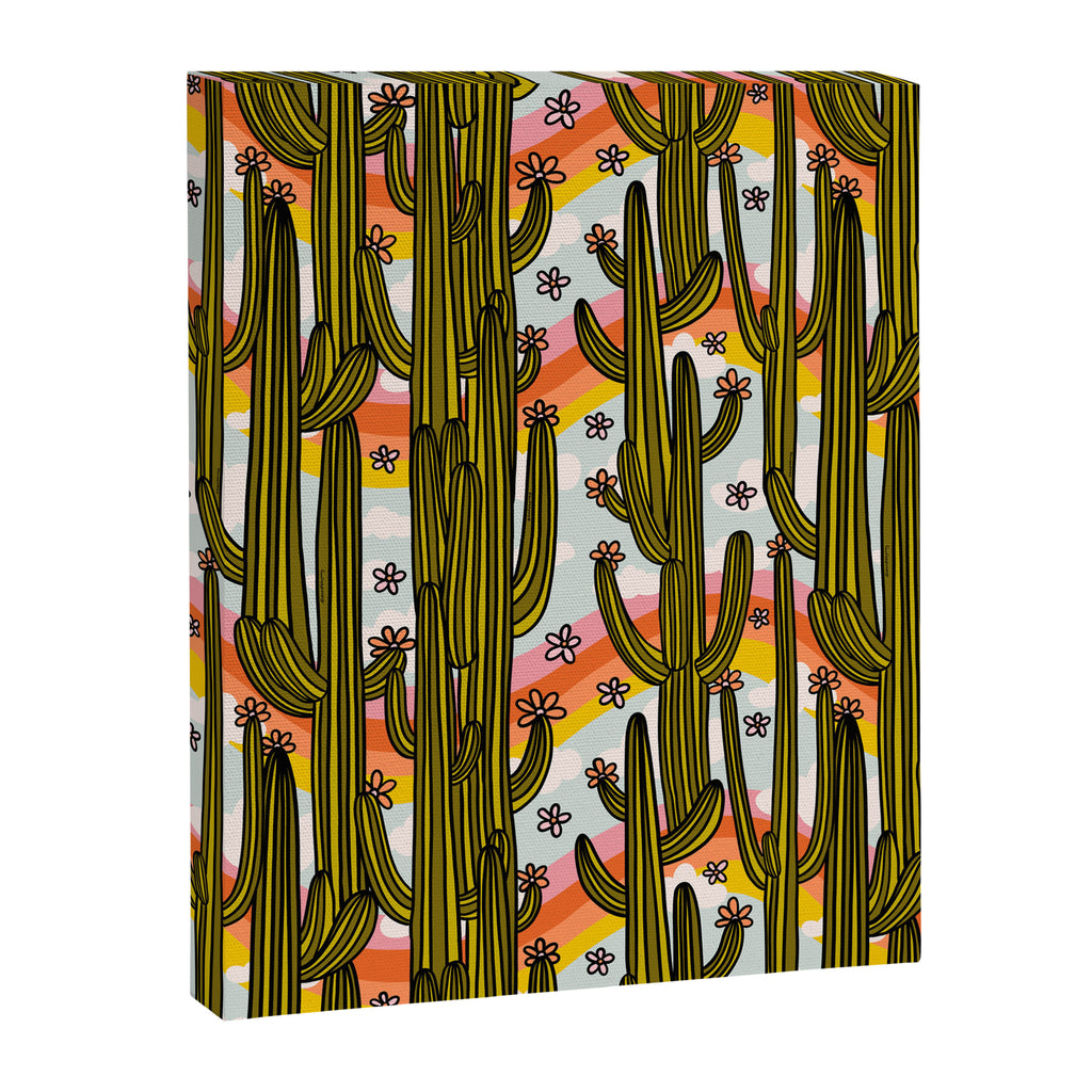 Rainbow and Cacti Print Canvas Print Gallery Image 8
