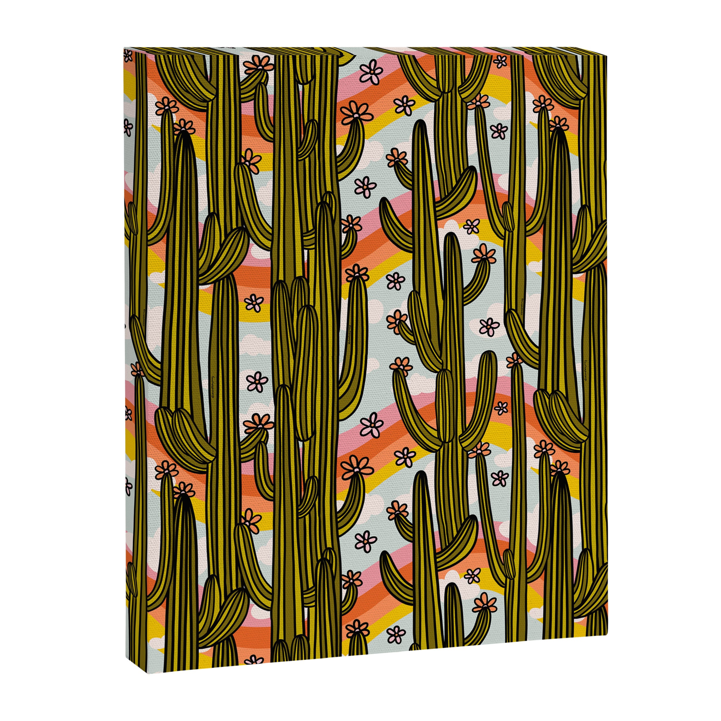 Rainbow and Cacti Print Canvas Print Gallery Image 8