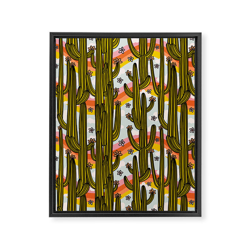 Rainbow and Cacti Print Framed Canvas Print Gallery Image 8
