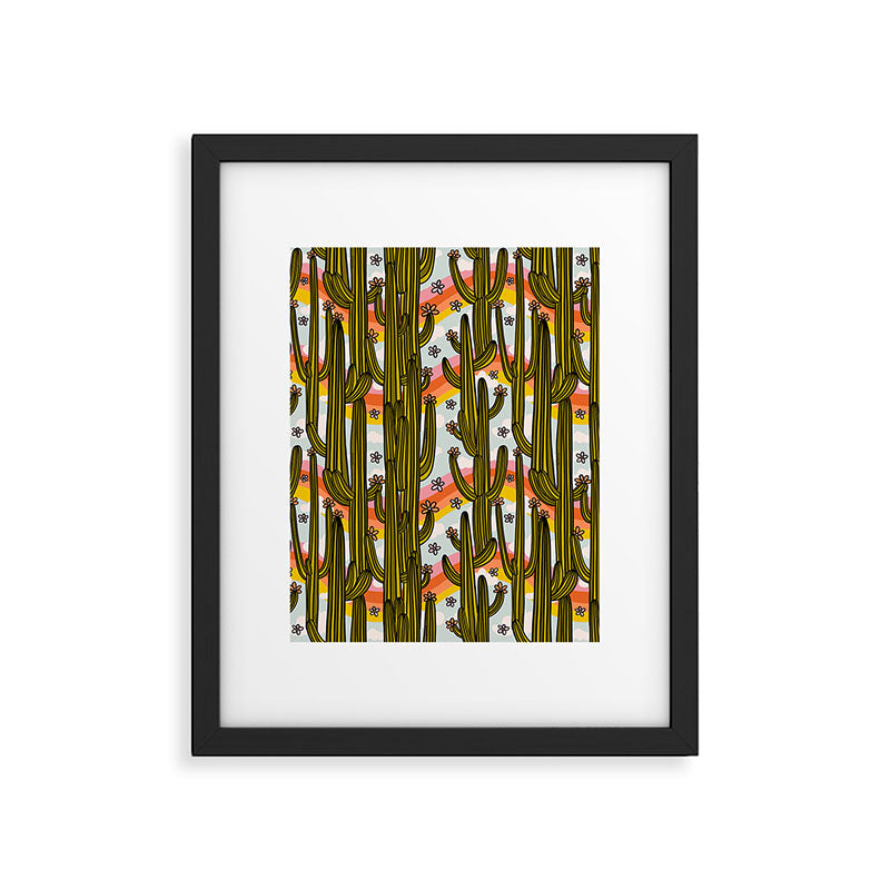 Rainbow and Cacti Print Framed Art Print Gallery Image 6