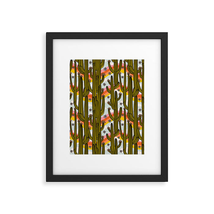Rainbow and Cacti Print Framed Art Print Gallery Image 1
