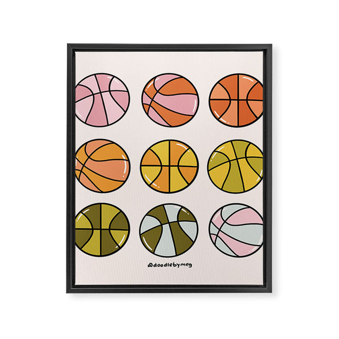 Rainbow Basketballs Framed Canvas Print Gallery Image 1