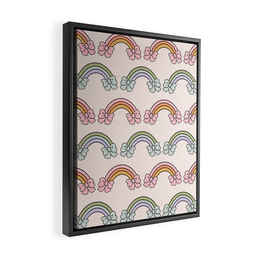 Rainbow Bow Print Framed Canvas Print Gallery Image 2