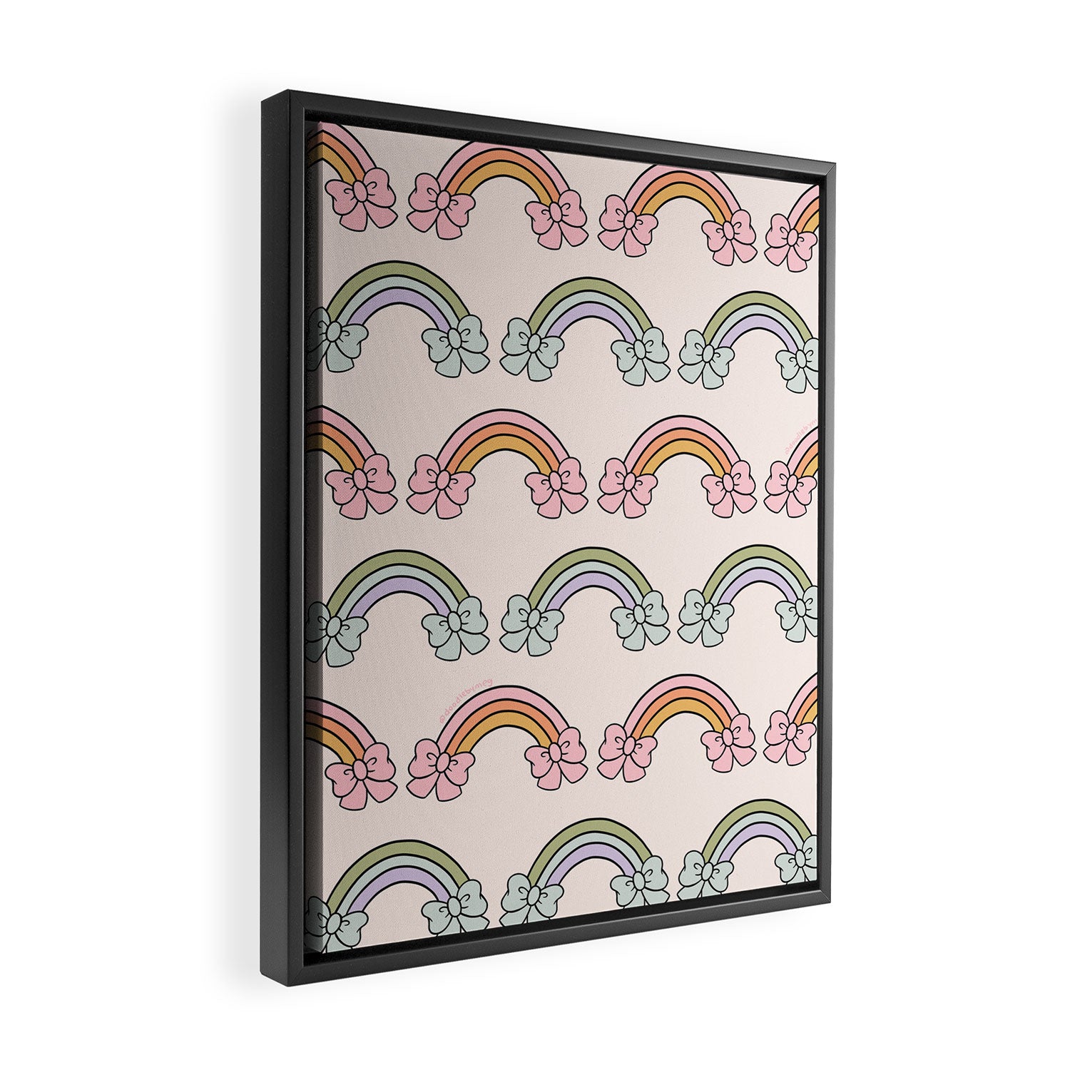 Rainbow Bow Print Framed Canvas Print Gallery Image 2