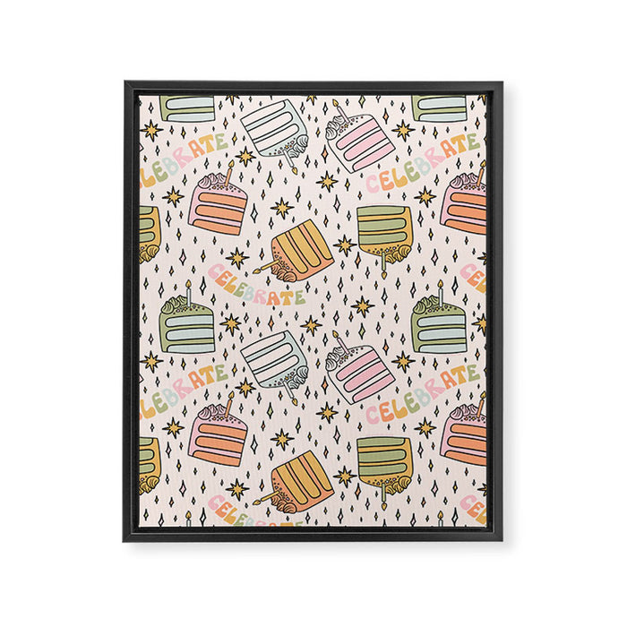 Rainbow Cake Print Framed Canvas Print Gallery Image 1