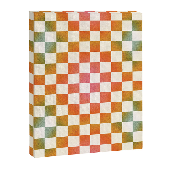 Rainbow Checkered Print in Cream Canvas Print Gallery Image 1