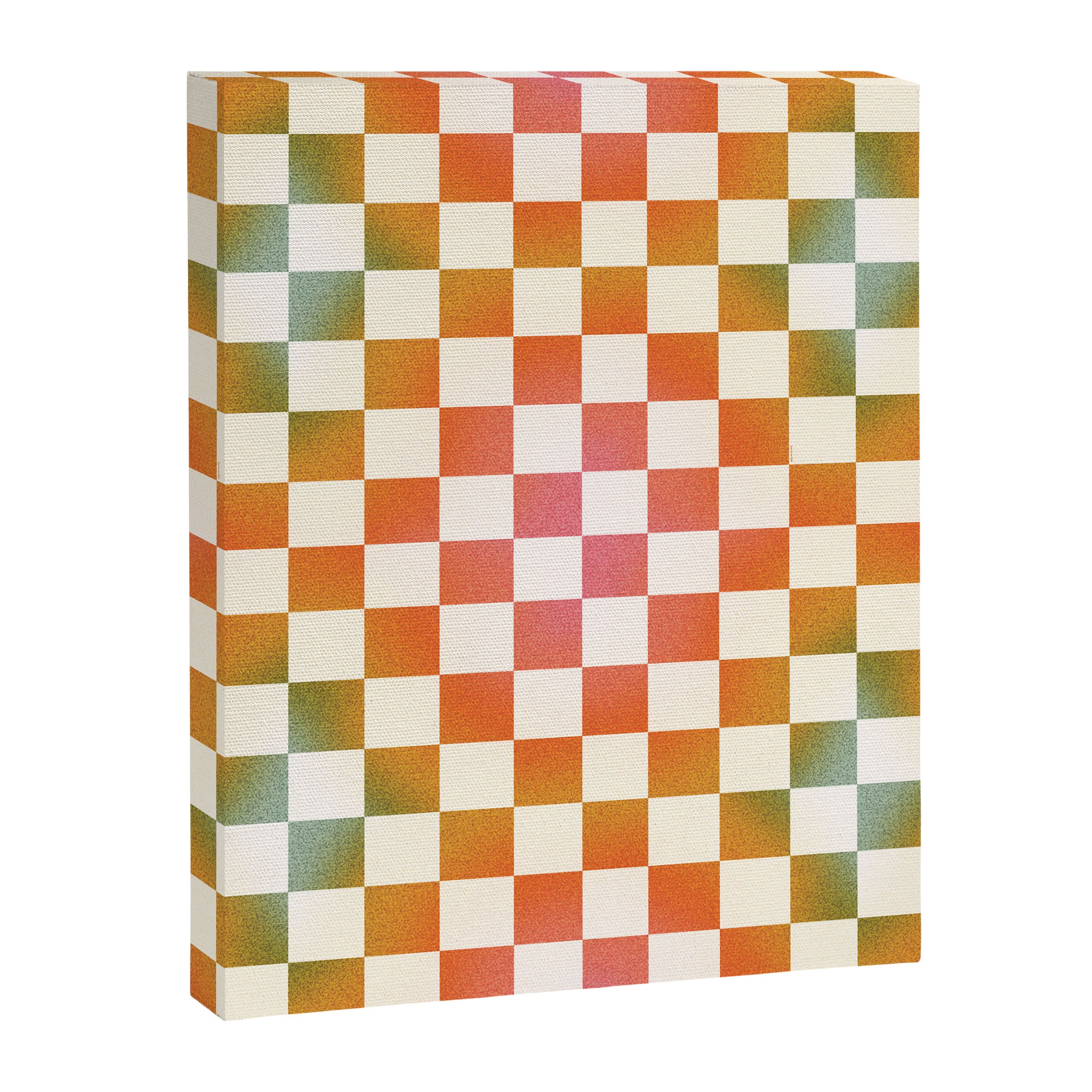 Rainbow Checkered Print in Cream Canvas Print Gallery Image 8
