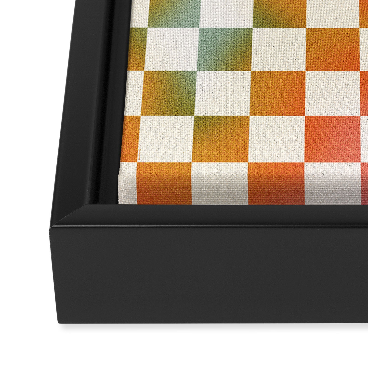 Rainbow Checkered Print in Cream Framed Canvas Print Gallery Image 3