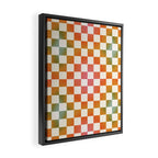 Rainbow Checkered Print in Cream Framed Canvas Print Gallery Image 2