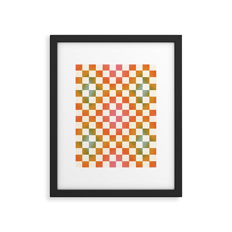 Rainbow Checkered Print in Cream Framed Art Print Gallery Image 6