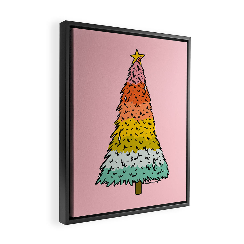 Rainbow Christmas Tree Framed Canvas Print Gallery Image 2