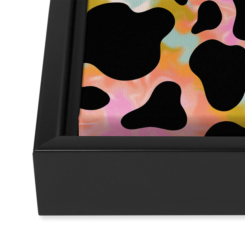 Rainbow Cow Print Framed Canvas Print Gallery Image 3