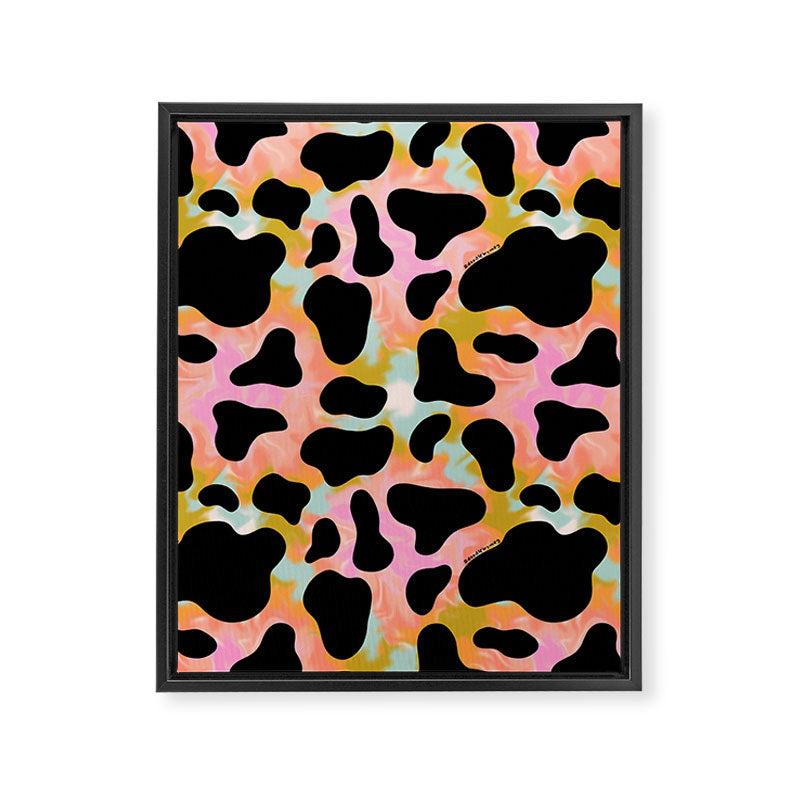 Rainbow Cow Print Framed Canvas Print Gallery Image 8