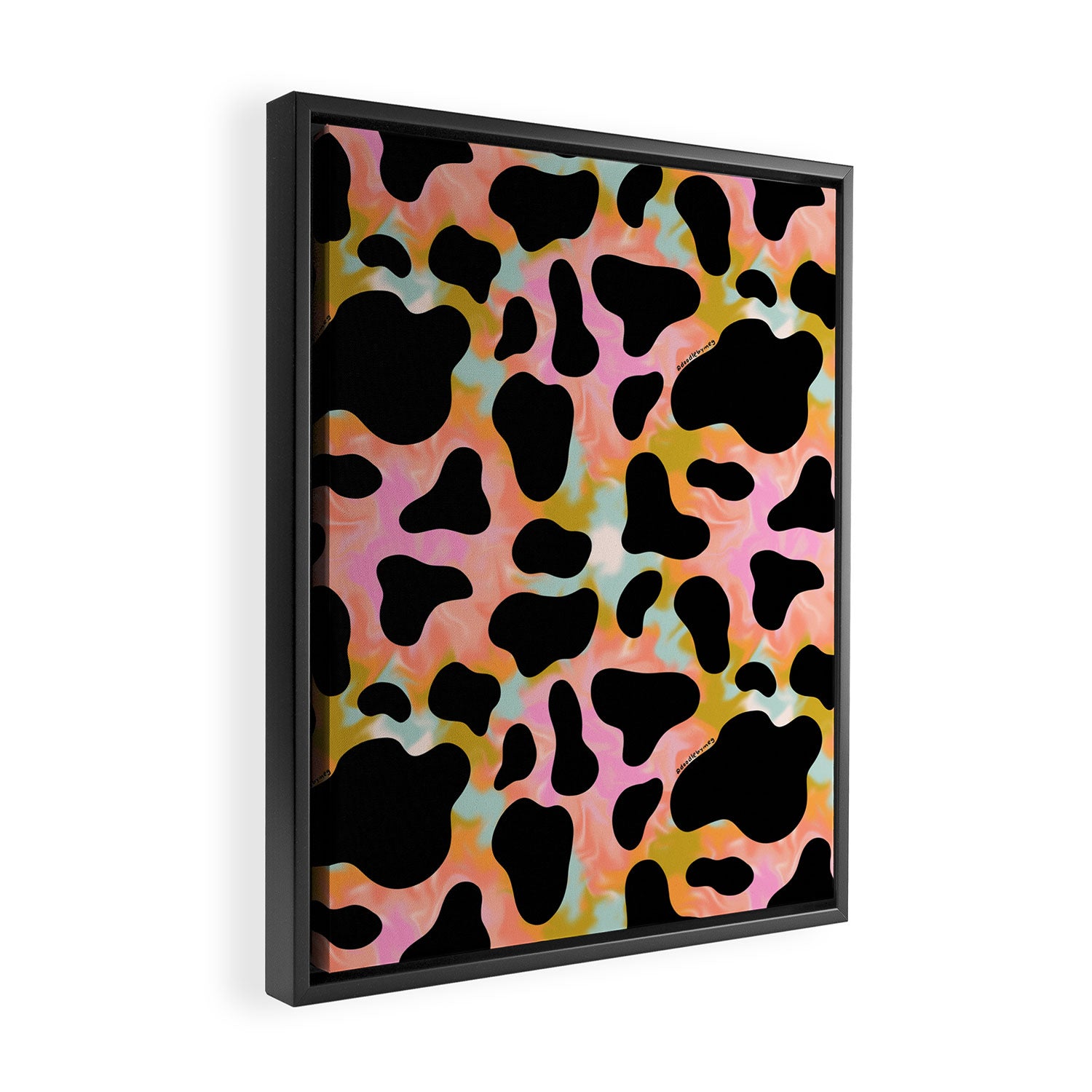 Rainbow Cow Print Framed Canvas Print Gallery Image 2