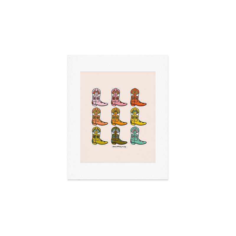 Rainbow Cowboy Boots Art Print Gallery Image 1