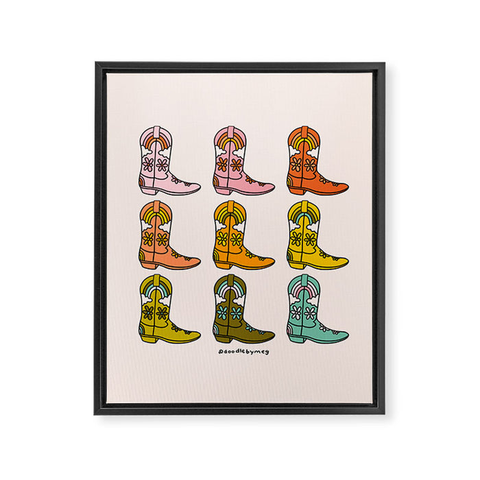 Rainbow Cowboy Boots Framed Canvas Print Gallery Image 1