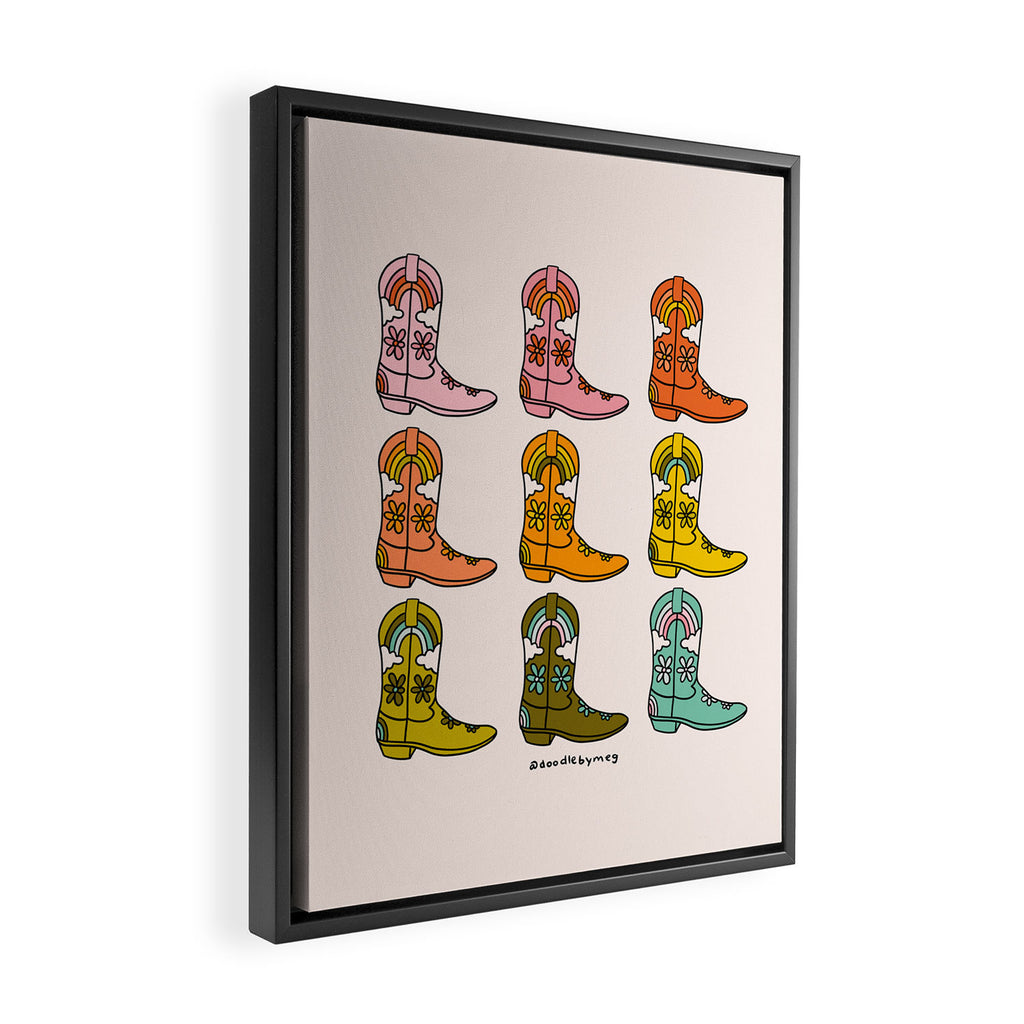 Rainbow Cowboy Boots Framed Canvas Print Gallery Image 2
