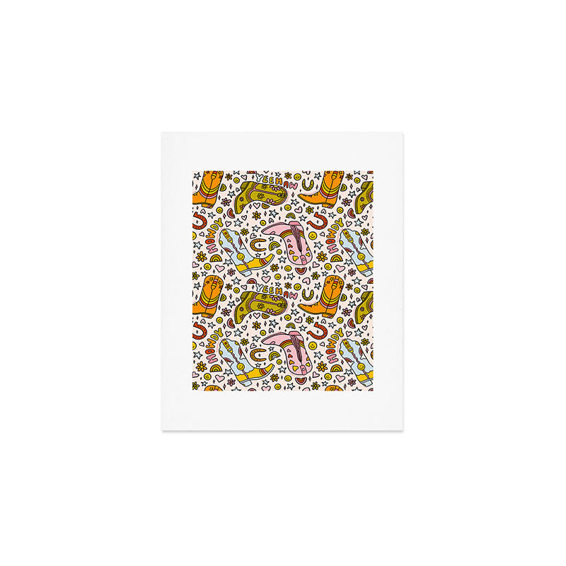 Rainbow Cowboy Boots Print Art Print Gallery Image 1