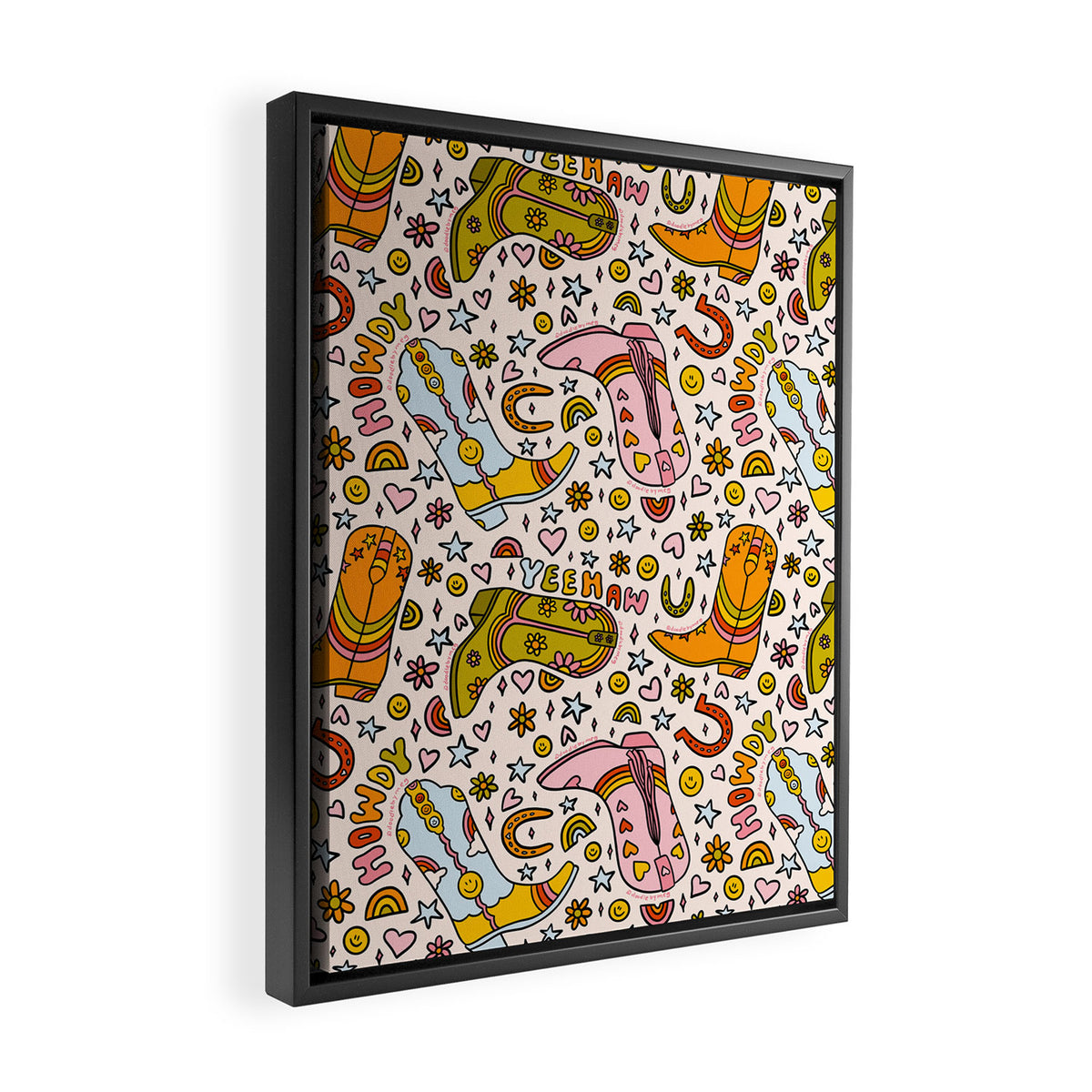 Rainbow Cowboy Boots Print Framed Canvas Print Gallery Image 2