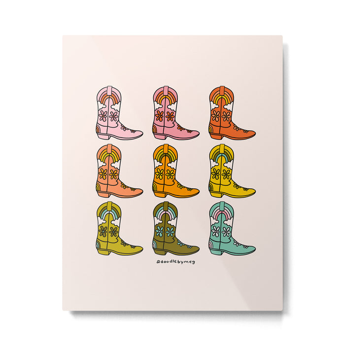 Rainbow Cowboy Boots Metal Print Gallery Image 1