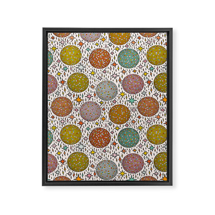Rainbow Disco Ball Print Framed Canvas Print Gallery Image 1