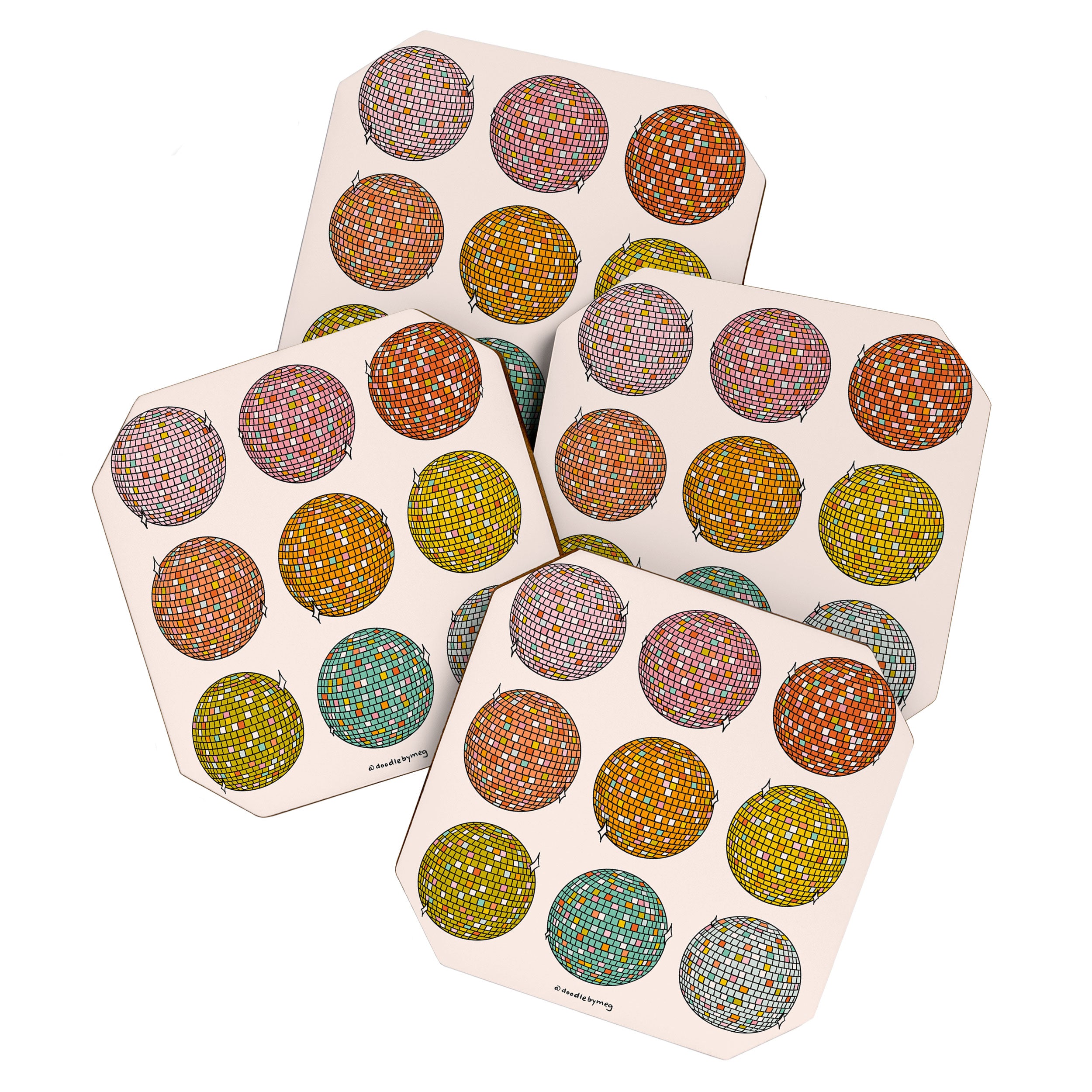 Rainbow Disco Balls Coaster Gallery Image 1