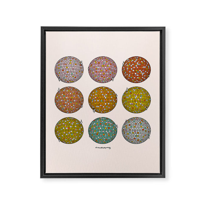 Rainbow Disco Balls Framed Canvas Print Gallery Image 1