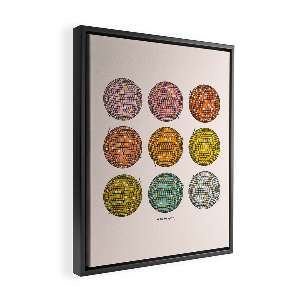 Rainbow Disco Balls Framed Canvas Print Gallery Image 2