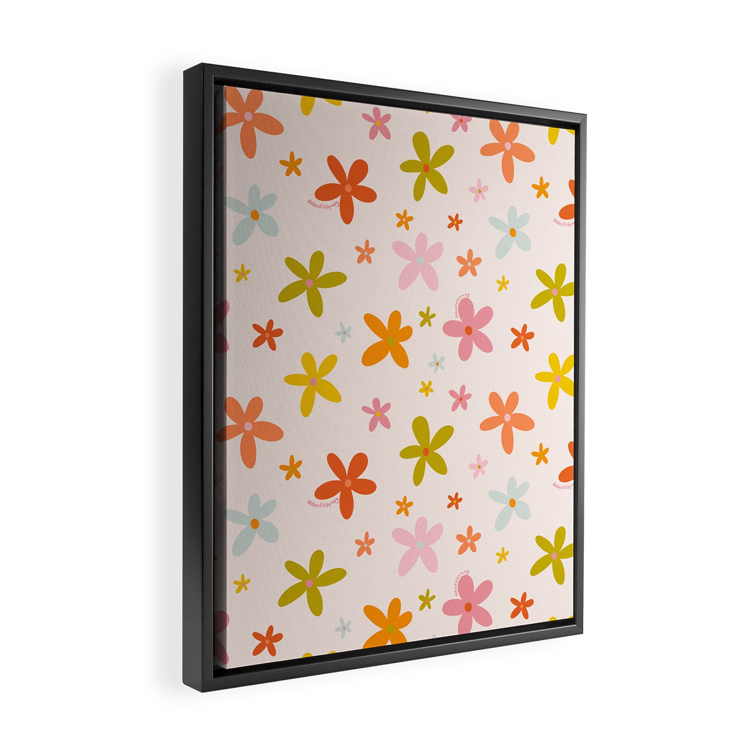 Rainbow Flower Print Framed Canvas Print Gallery Image 2