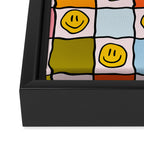 Rainbow Happy Face Checkered Print Framed Canvas Print Gallery Image 3