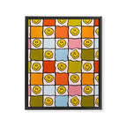 Rainbow Happy Face Checkered Print Framed Canvas Print Gallery Image 8