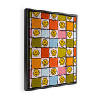 Rainbow Happy Face Checkered Print Framed Canvas Print Gallery Image 2