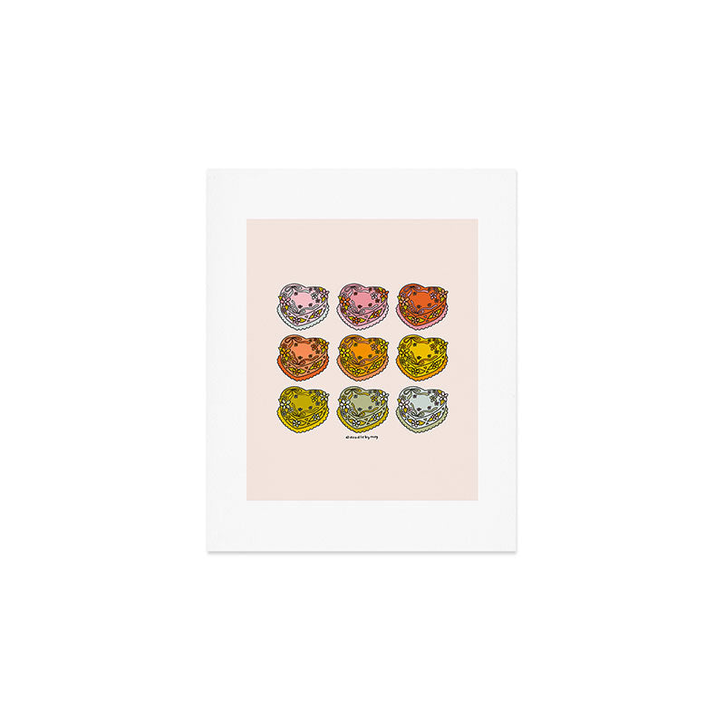 Rainbow Heart Cakes Art Print Gallery Image 1