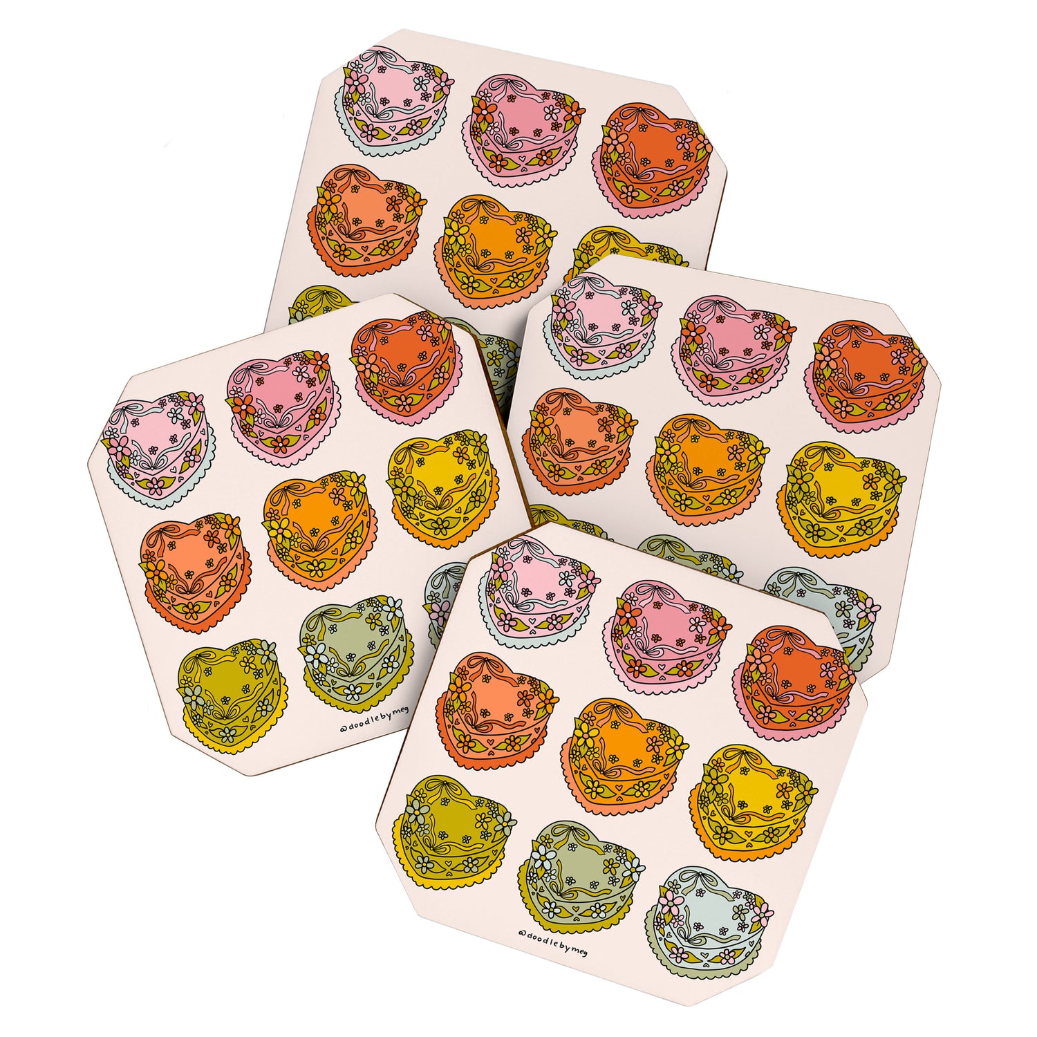 Rainbow Heart Cakes Coaster Gallery Image 1