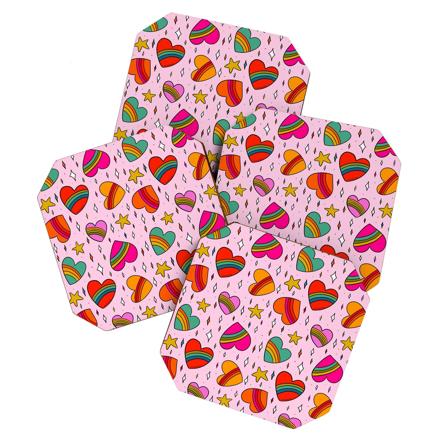 Rainbow Heart Print Coaster Gallery Image 1