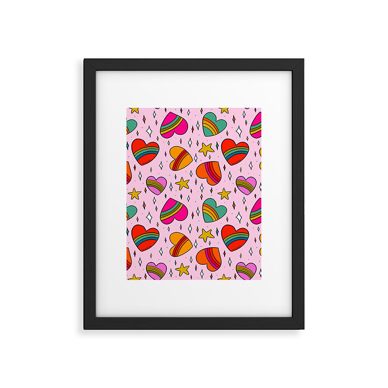 Rainbow Heart Print Framed Art Print Gallery Image 6