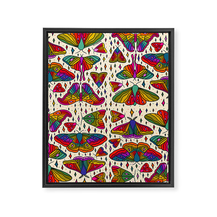 Rainbow Moth Print Framed Canvas Print Gallery Image 1