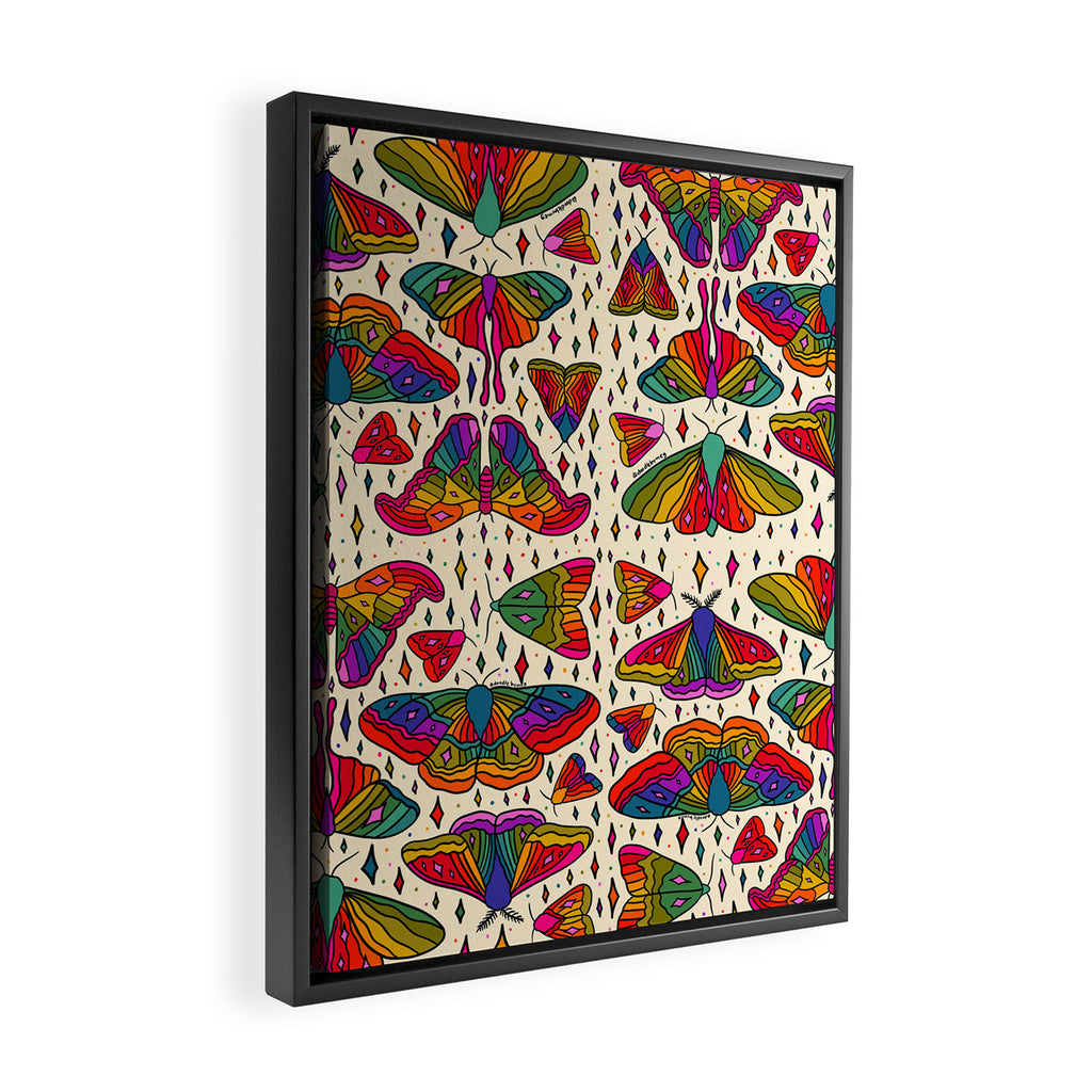 Rainbow Moth Print Framed Canvas Print Gallery Image 2