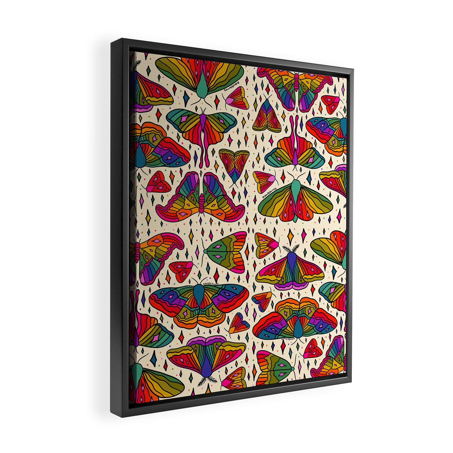 Rainbow Moth Print Framed Canvas Print Gallery Image 2