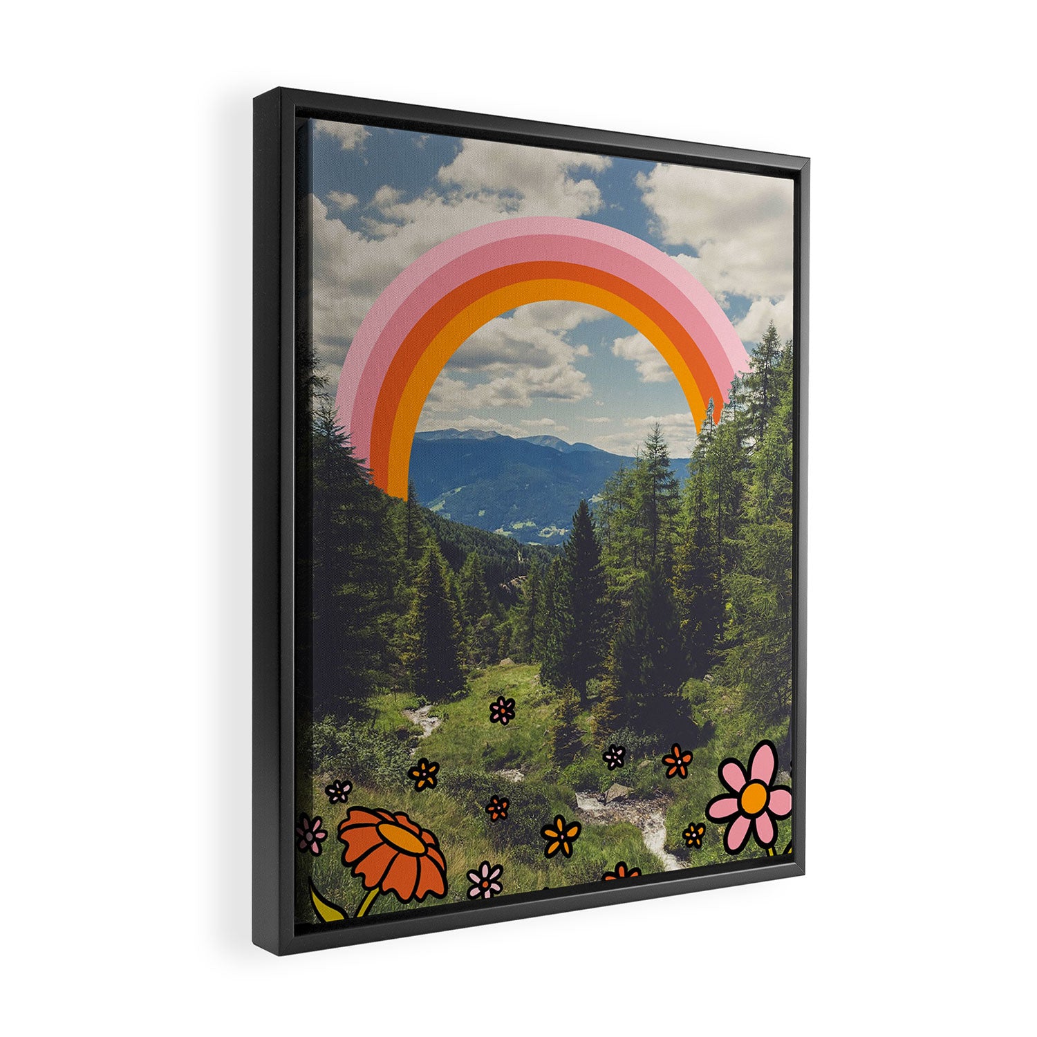 Rainbow Mountain Landscape Framed Canvas Print Gallery Image 2