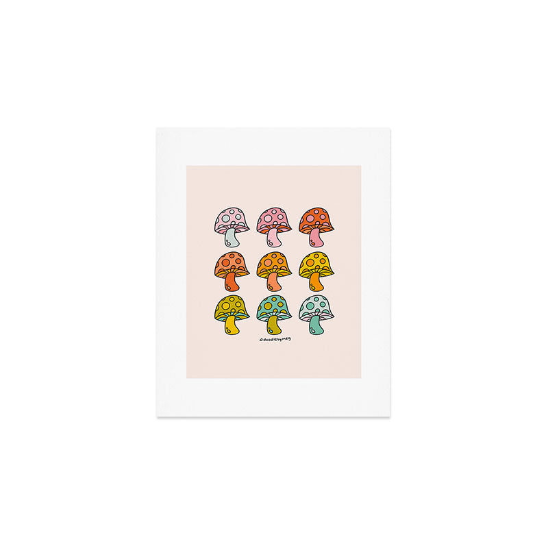 Rainbow Mushrooms Art Print Gallery Image 1