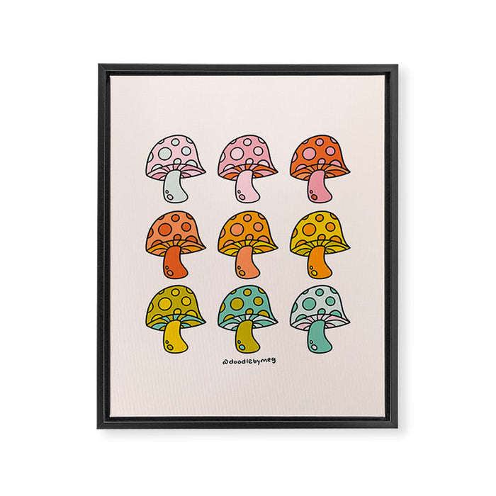 Rainbow Mushrooms Framed Canvas Print Gallery Image 1