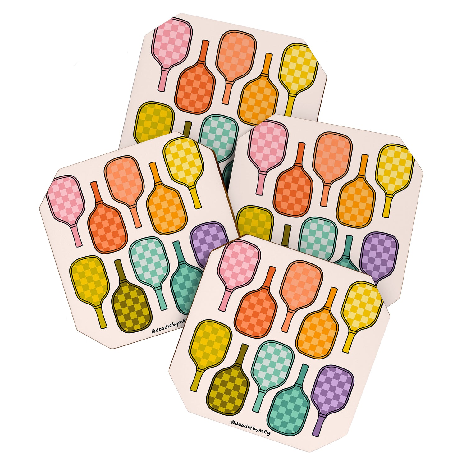 Rainbow Pickleball Paddles Coaster Gallery Image 1