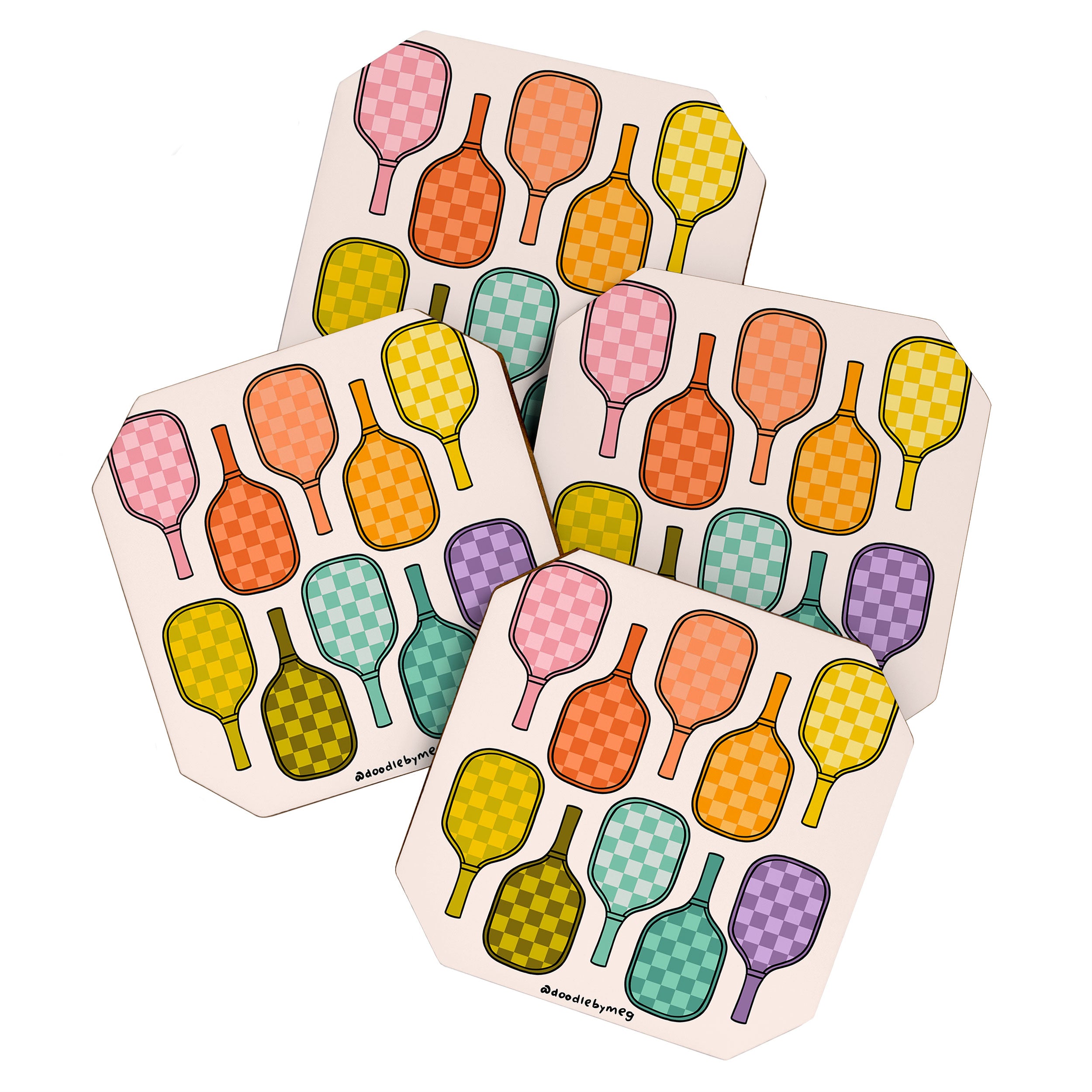 Rainbow Pickleball Paddles Coaster Gallery Image 1